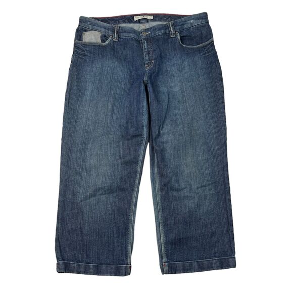 Tommy Hilfiger Mid Rise Capri Jeans Cropped Stretch Denim Blue Womens 16 - Picture 1 of 9